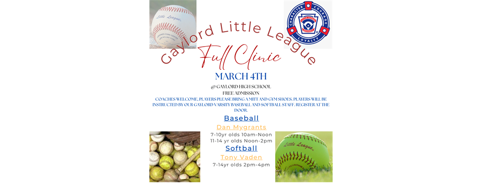 2023 Baseball & Softball Clinic March 4th