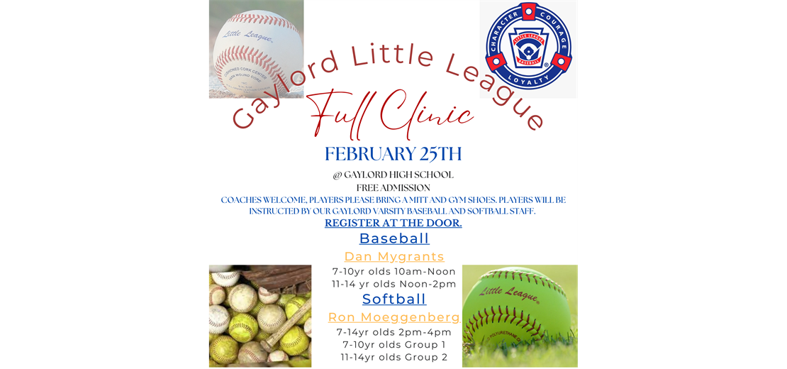 2024 Baseball & Softball Clinic FEB 25th